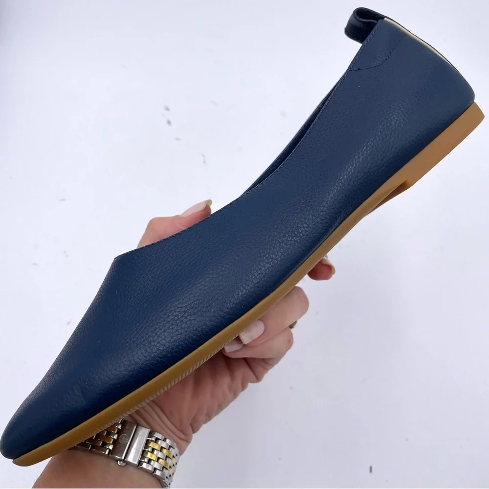 Everlane Navy Leather Ballet Flats